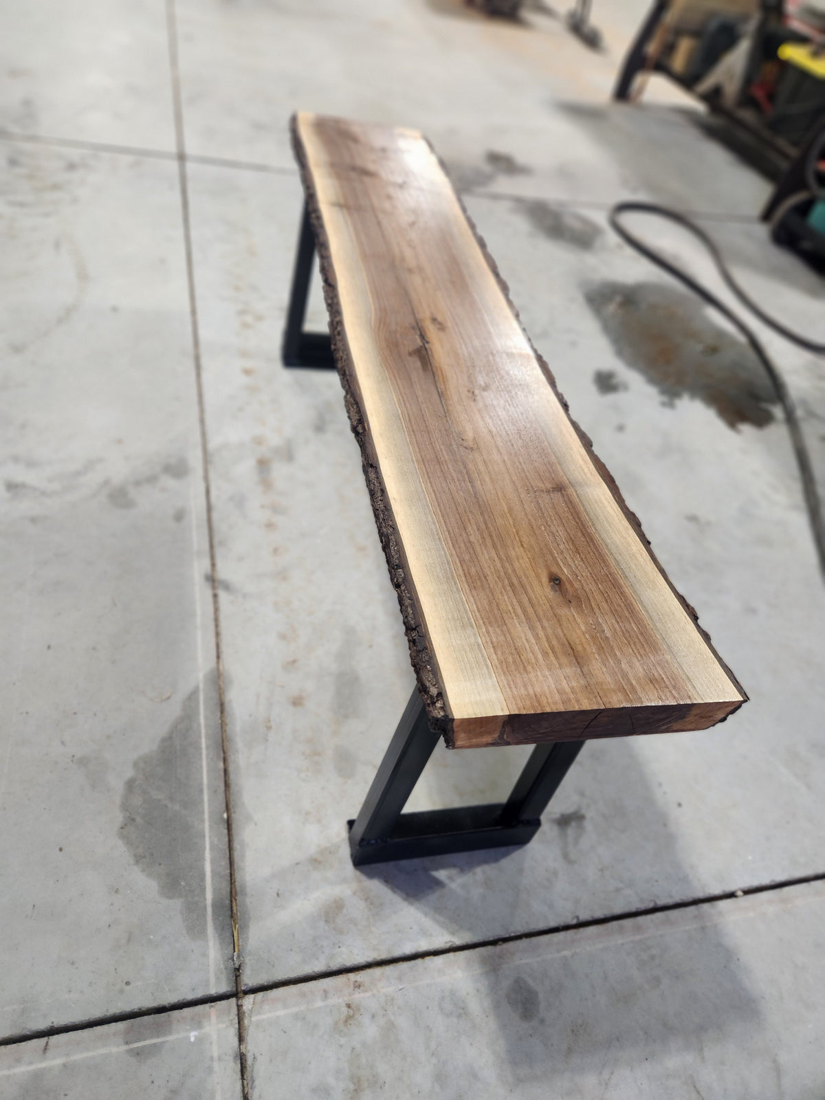 Walnut Bench with metal legs