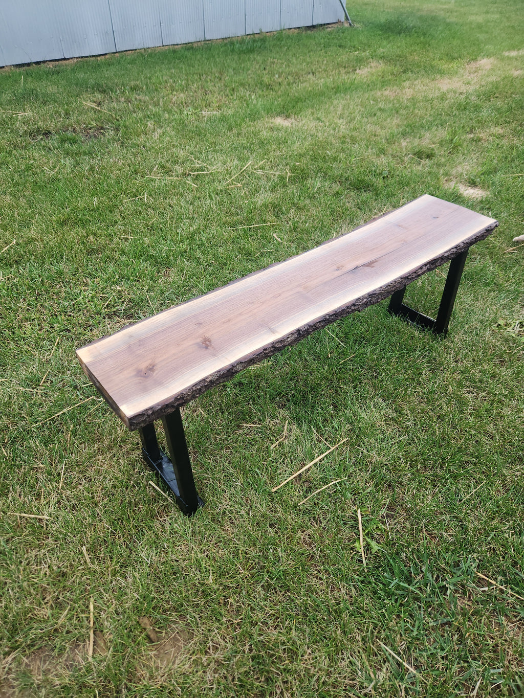Walnut Bench with metal legs